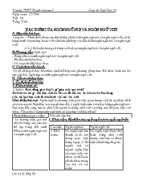 Đặc điểm của ngôn ngữ nói và ngôn Ngữ Viết